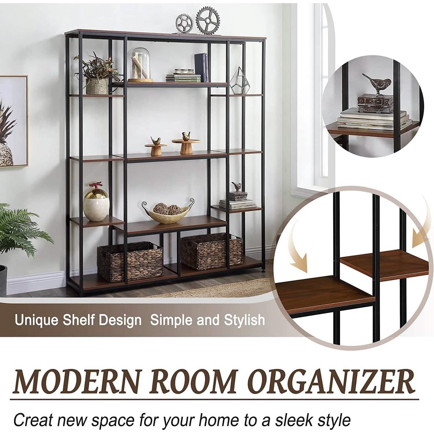 5-Tier Bookcase Bedroom Tall Bookshelf DailySale