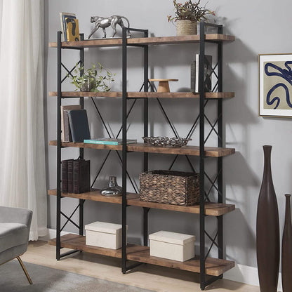 5-Tier Bookcase Industrial Bookshelf DailySale
