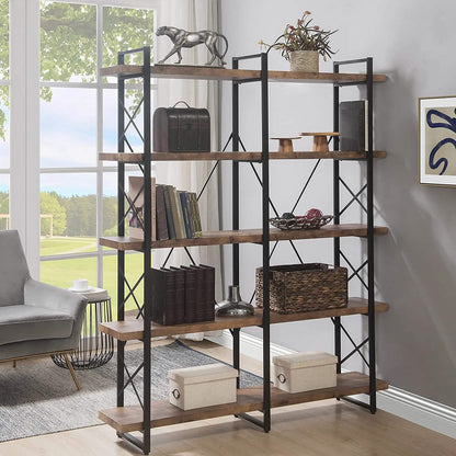 5-Tier Bookcase Industrial Bookshelf DailySale