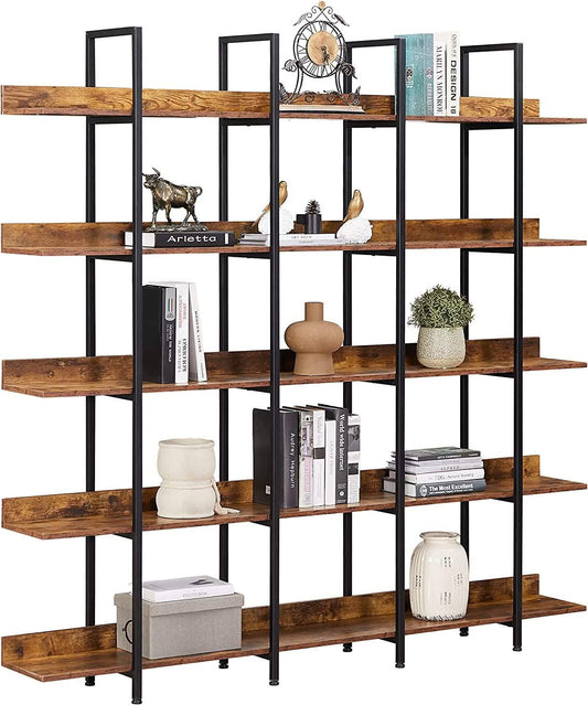5-Tier Bookcase Tall Bookshelf, Storage Shelf with Metal Frame DailySale