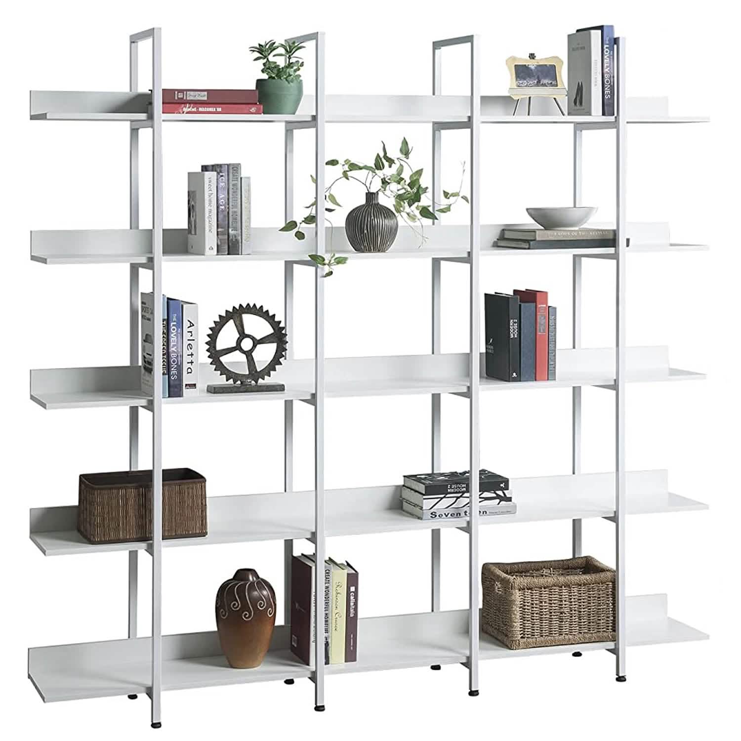 5-Tier Bookcase Tall Bookshelf, Storage Shelf with Metal Frame DailySale