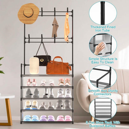 5-Tier Dustproof Entryway Hall Tree Coat and Shoe Rack DailySale