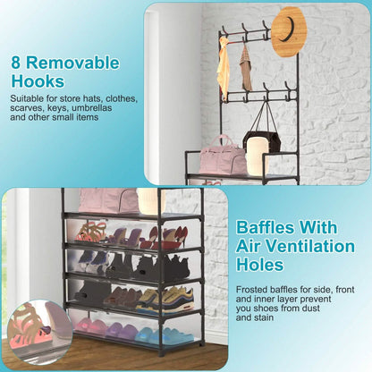 5-Tier Dustproof Entryway Hall Tree Coat and Shoe Rack DailySale
