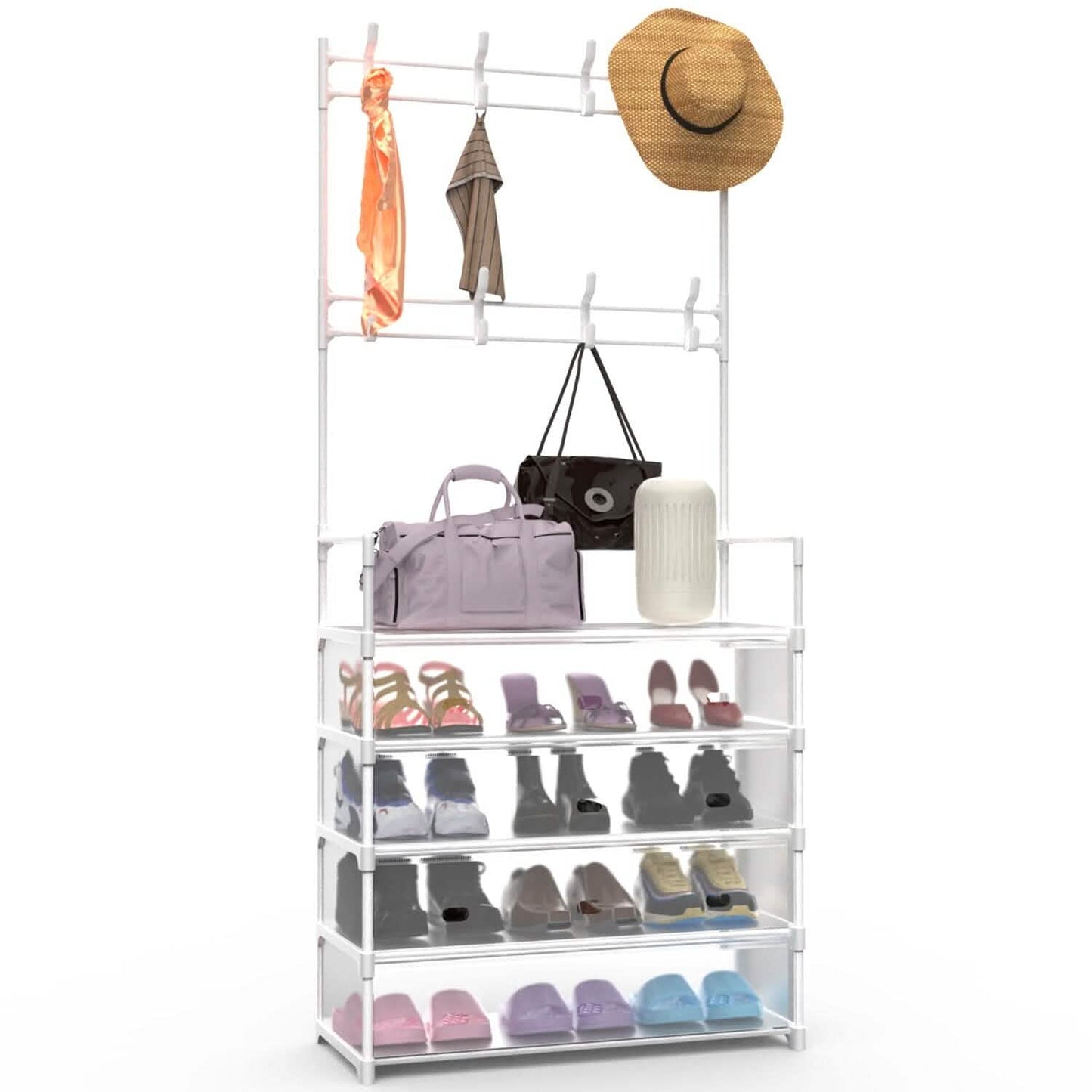 5-Tier Dustproof Entryway Hall Tree Coat and Shoe Rack DailySale