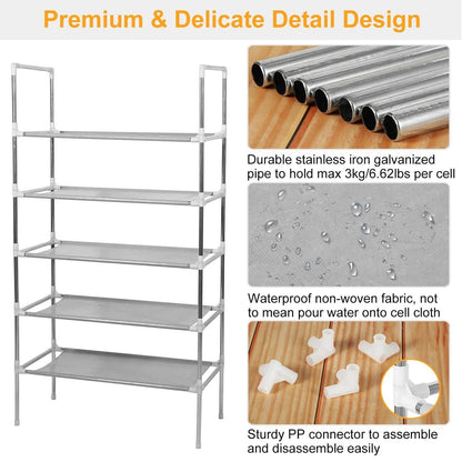 5-Tiers Shoe Rack Shelves 15 Pairs Shoe Oraganizer DailySale