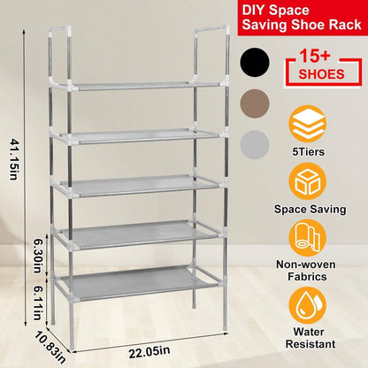5-Tiers Shoe Rack Shelves 15 Pairs Shoe Oraganizer DailySale