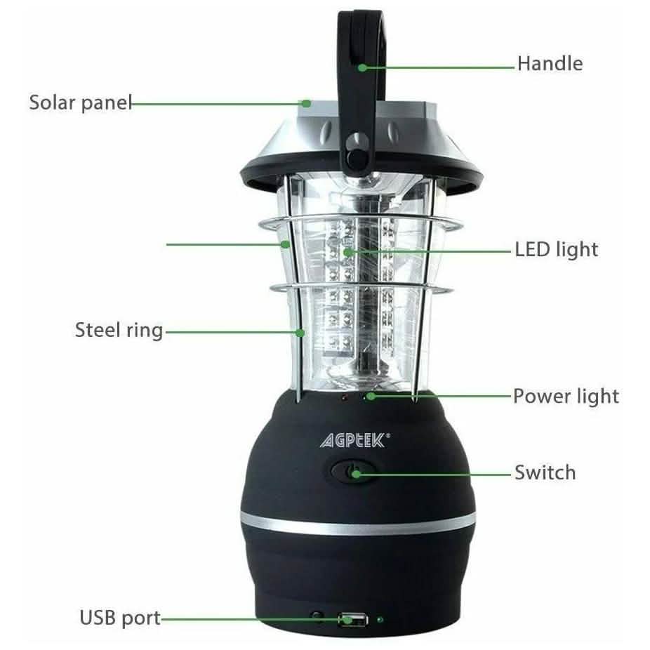 5 Way Charging 36 LED Solar Lantern Camping Light DailySale