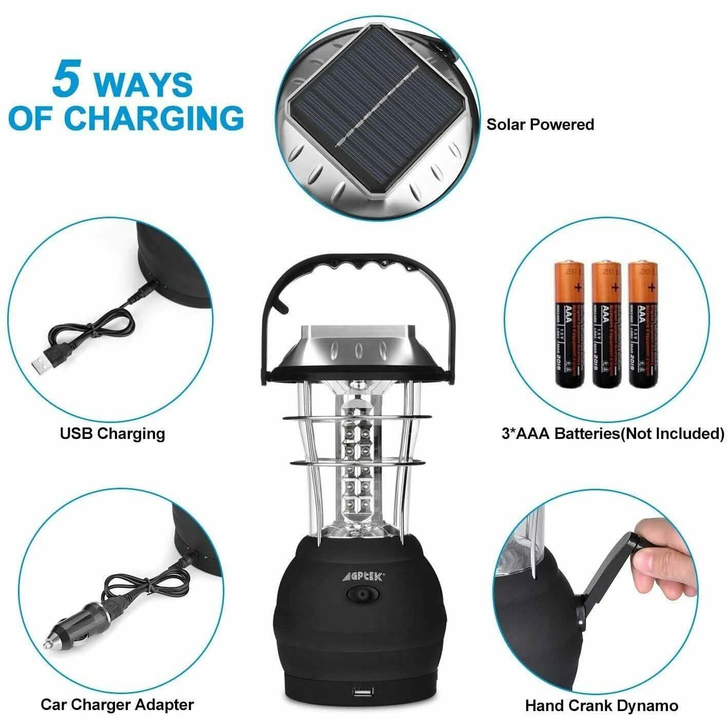 5 Way Charging 36 LED Solar Lantern Camping Light DailySale