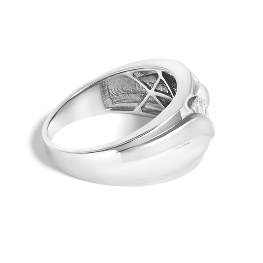 Men's .925 Sterling Silver 1/2 Cttw Diamond Channel Set 3-Stone Band Ring - Ring Size 10 Bids.com