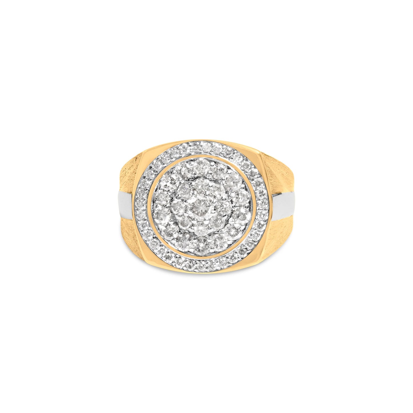 10K Yellow Gold 1 1/2 Cttw Diamond Cluster and Halo Signet Mens Ring (K-L Color, I1-I2 Clarity) - Size 10 Bids.com