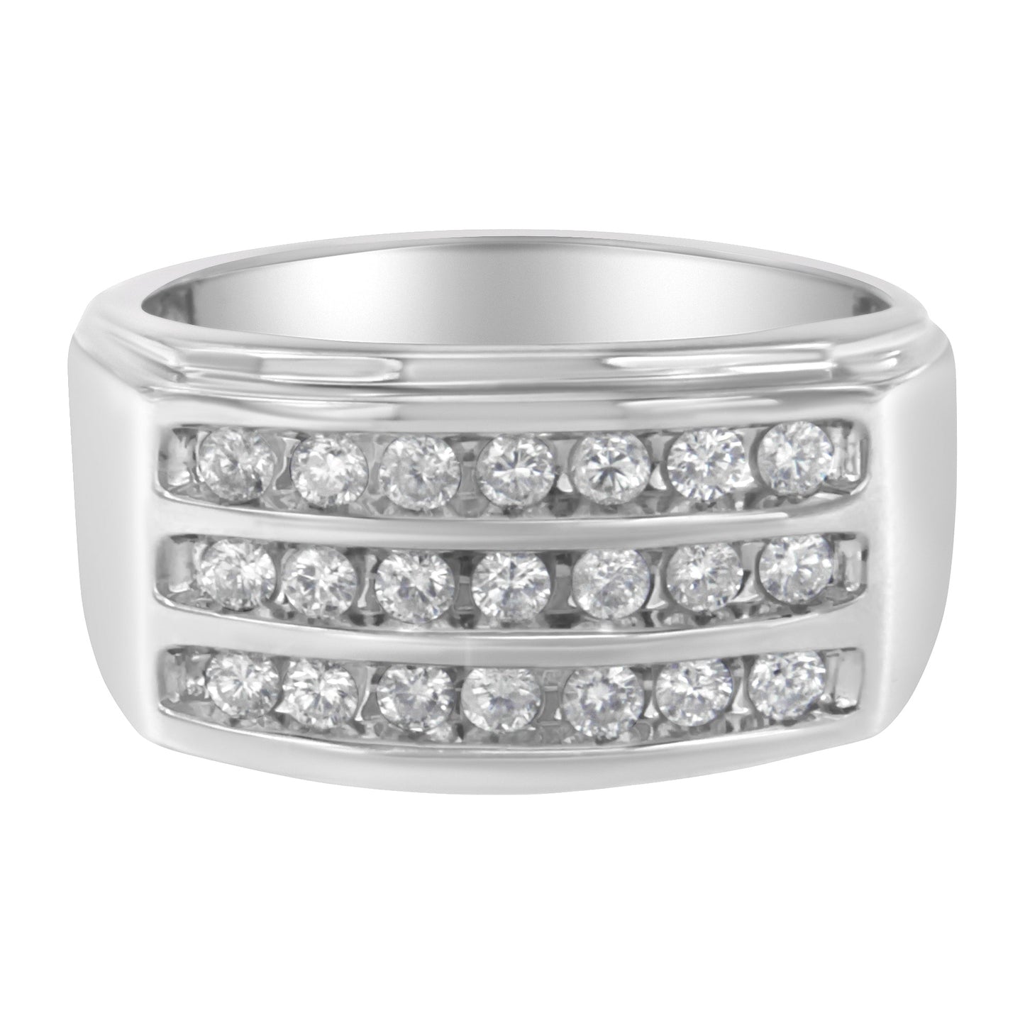 14K White Gold Men's Diamond Channel Set Band Ring (1 cttw, H-I Color, SI2-I1 Clarity) Bids.com