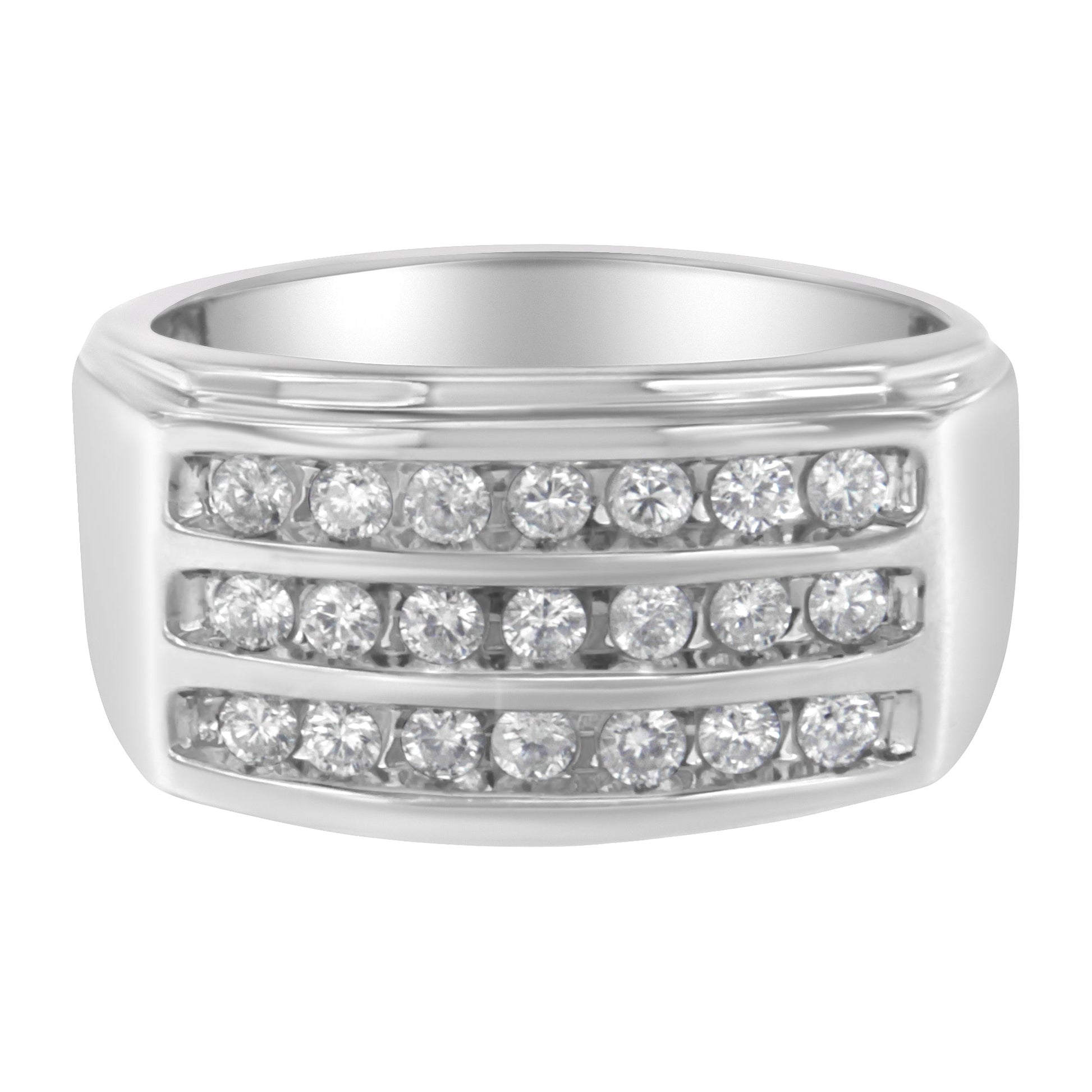 14K White Gold Men's Diamond Channel Set Band Ring (1 cttw, H-I Color, SI2-I1 Clarity) Bids.com