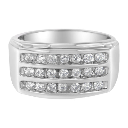 14K White Gold Men's Diamond Channel Set Band Ring (1 cttw, H-I Color, SI2-I1 Clarity) Bids.com