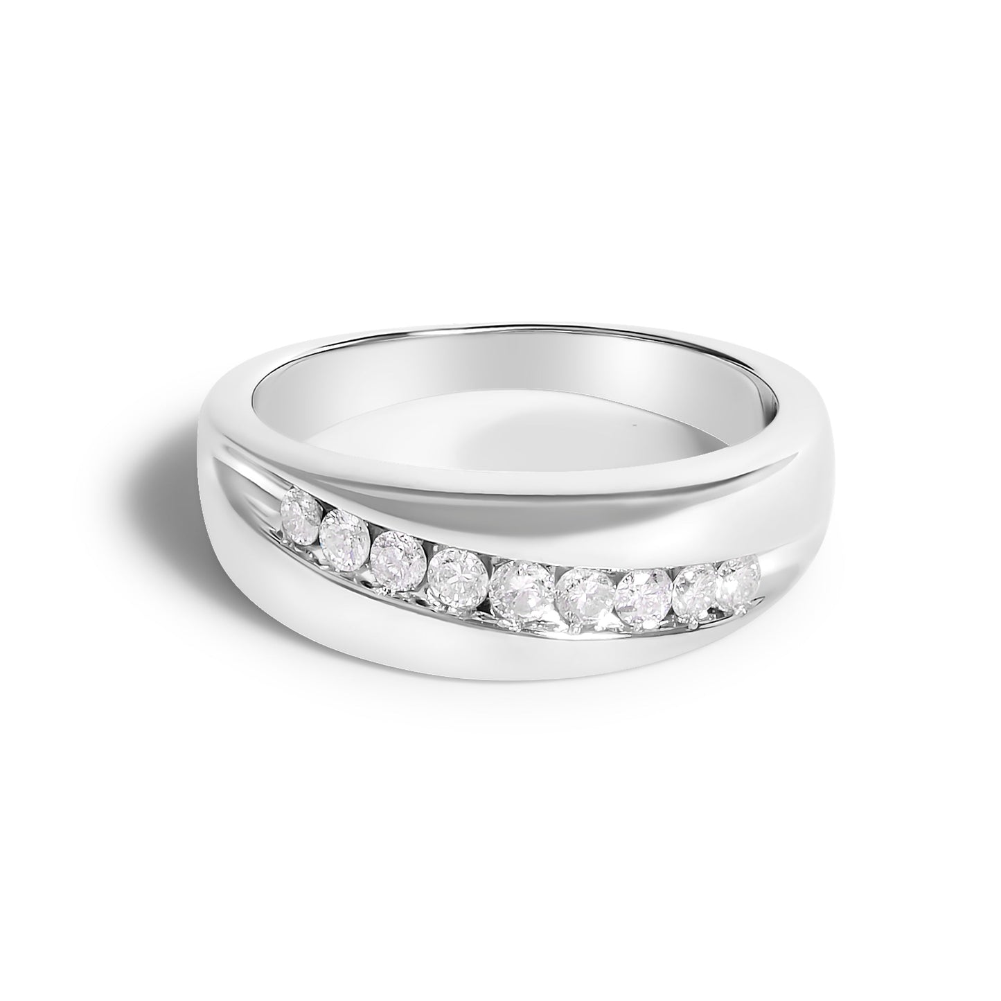 Men's.925 Sterling Silver 1/2 Cttw Diamond 9 Stone Band Ring - Size 10 Bids.com