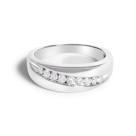 Men's.925 Sterling Silver 1/2 Cttw Diamond 9 Stone Band Ring - Size 10 Bids.com