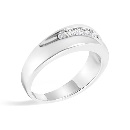 Men's.925 Sterling Silver 1/2 Cttw Diamond 9 Stone Band Ring - Size 10 Bids.com