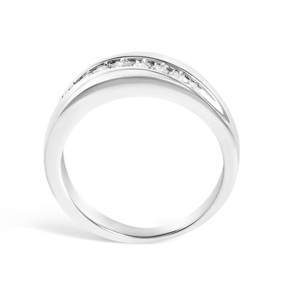 Men's.925 Sterling Silver 1/2 Cttw Diamond 9 Stone Band Ring - Size 10 Bids.com