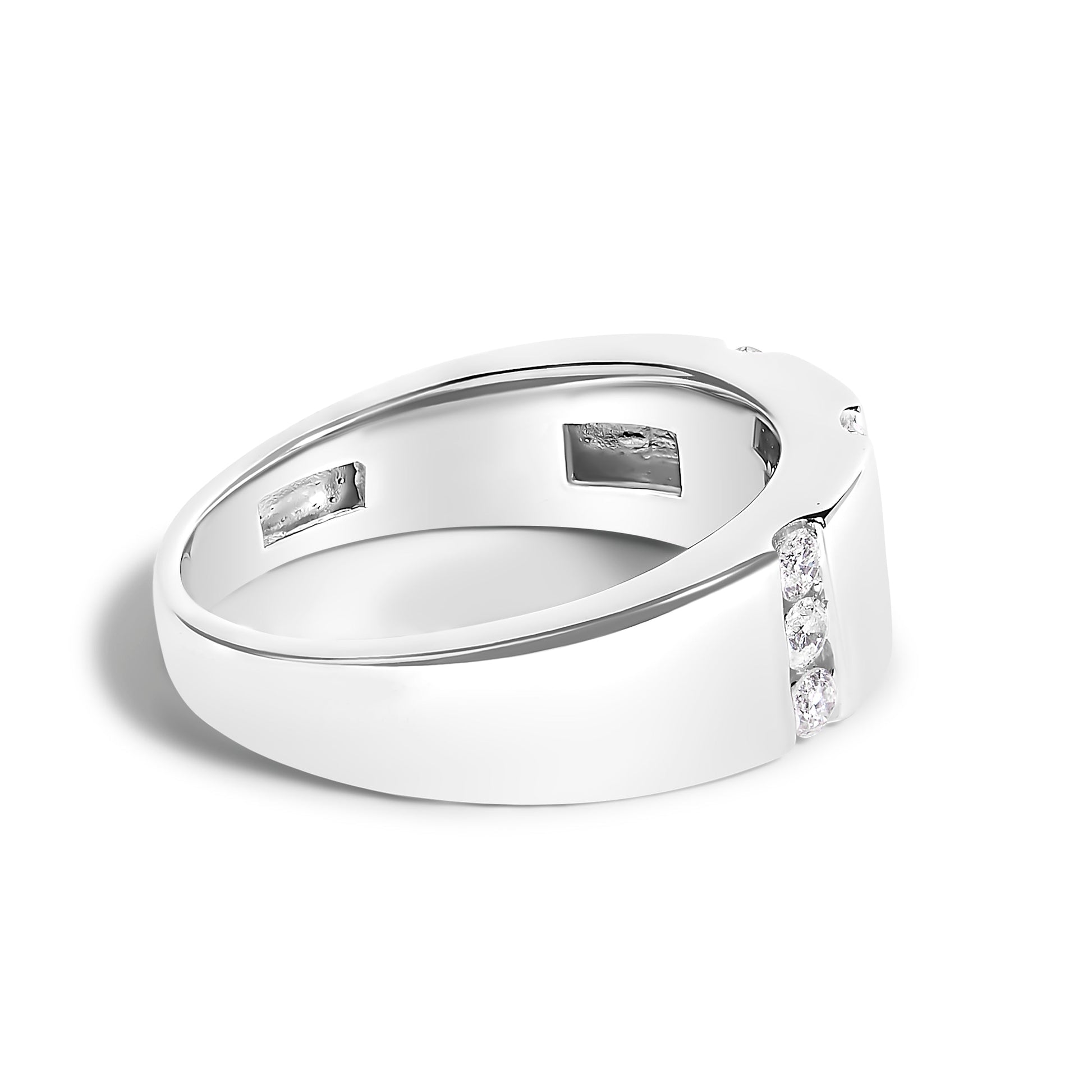 Men's .925 Sterling Silver 1/2 Cttw Diamond Triple Three Stone Row Band Ring (H-I Color, I1-I2 Clarity) - Ring Size 10 Bids.com