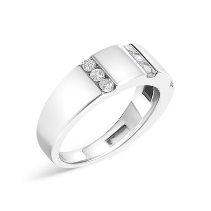 Men's .925 Sterling Silver 1/2 Cttw Diamond Triple Three Stone Row Band Ring (H-I Color, I1-I2 Clarity) - Ring Size 10 Bids.com