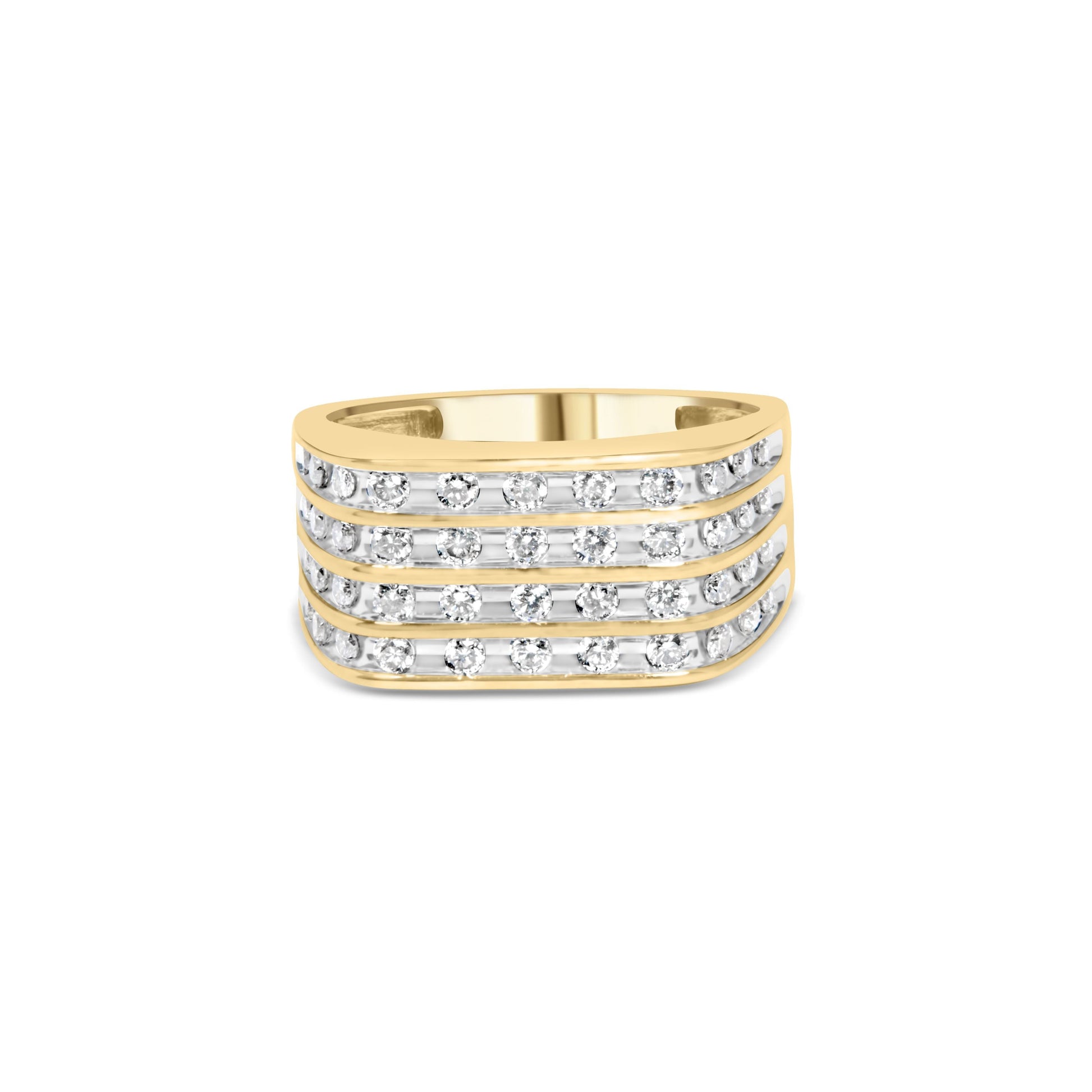 10K Yellow Gold 1.00 Cttw Diamond Multi Row Mens Ring Band Bids.com