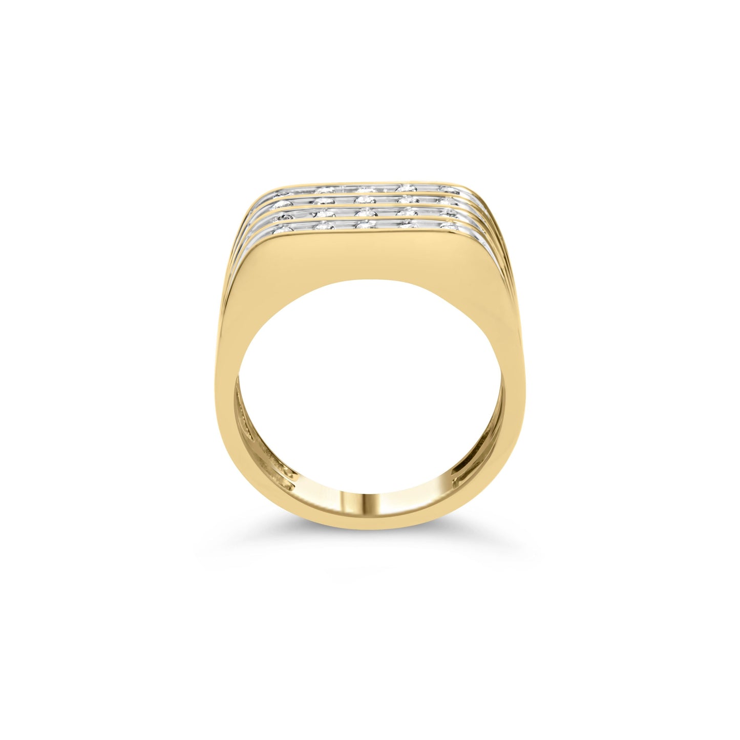 10K Yellow Gold 1.00 Cttw Diamond Multi Row Mens Ring Band Bids.com