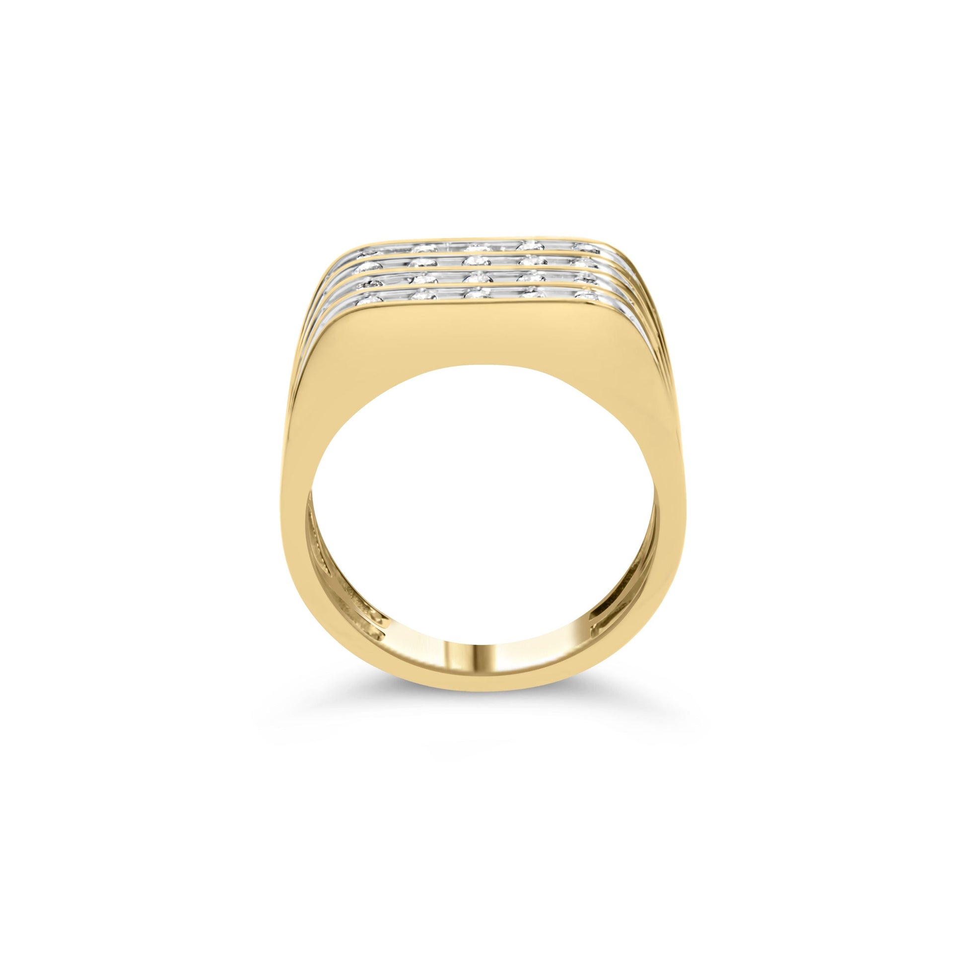 10K Yellow Gold 1.00 Cttw Diamond Multi Row Mens Ring Band Bids.com