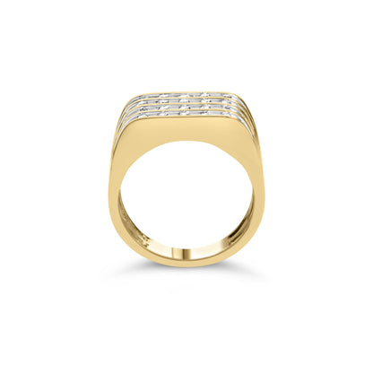 10K Yellow Gold 1.00 Cttw Diamond Multi Row Mens Ring Band Bids.com