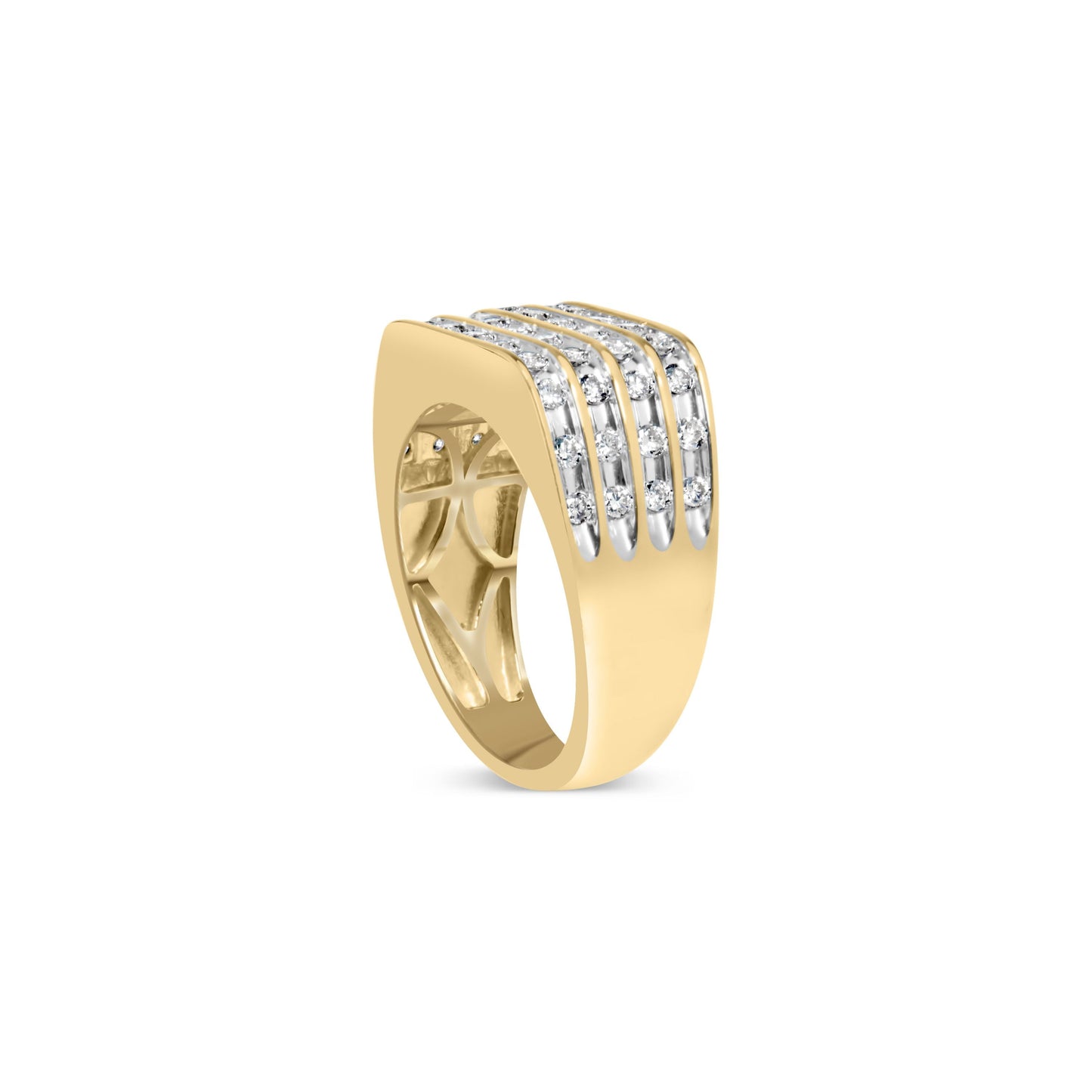 10K Yellow Gold 1.00 Cttw Diamond Multi Row Mens Ring Band Bids.com