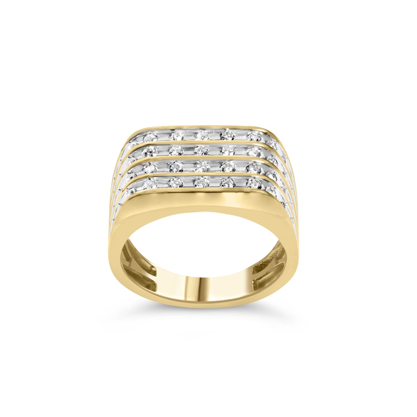 10K Yellow Gold 1.00 Cttw Diamond Multi Row Mens Ring Band Bids.com