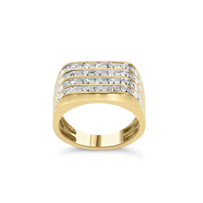 10K Yellow Gold 1.00 Cttw Diamond Multi Row Mens Ring Band Bids.com