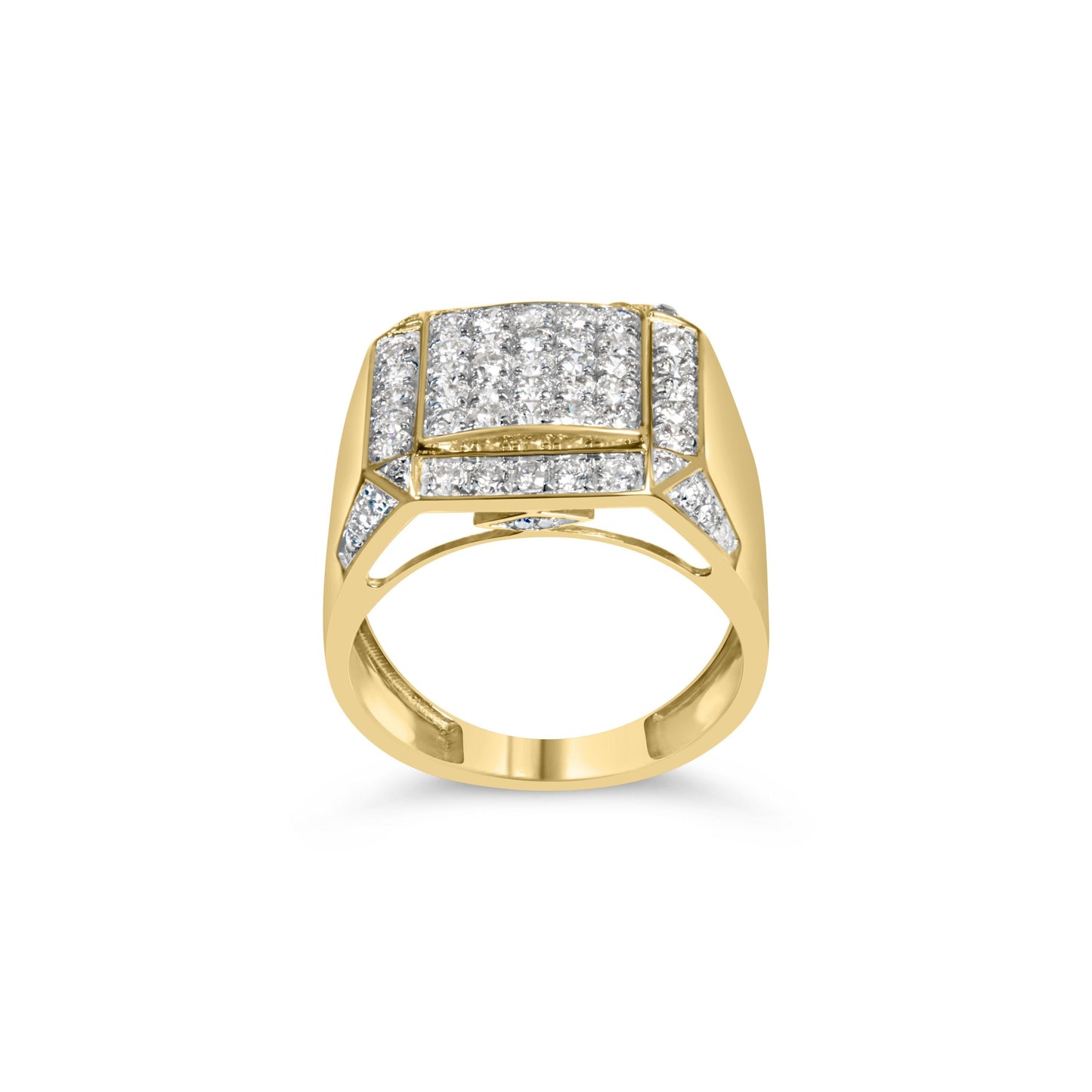 Men's 10K Yellow Gold 2 1/8 Cttw Diamond  Composite Cluster Cocktail Ring Band Bids.com