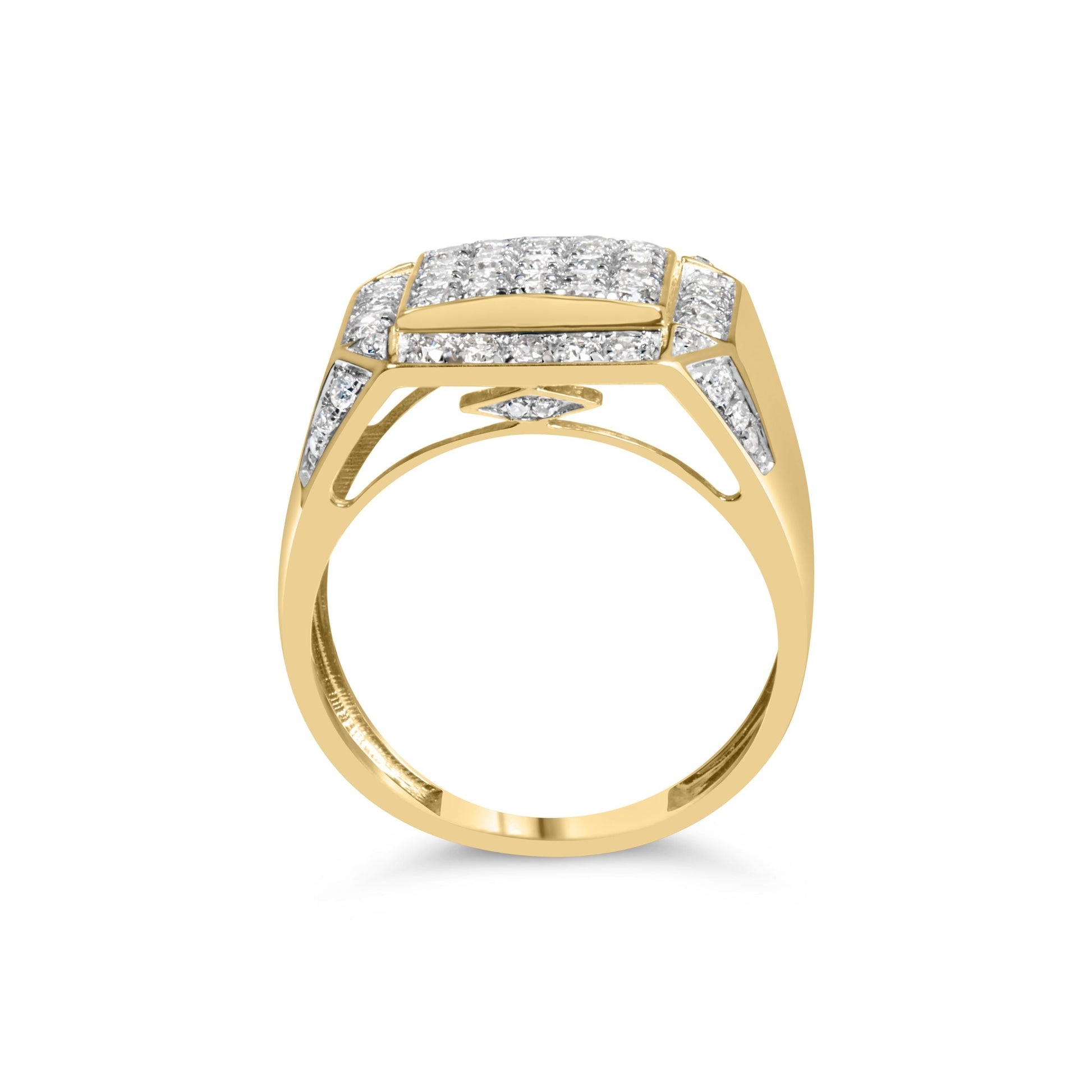 Men's 10K Yellow Gold 2 1/8 Cttw Diamond  Composite Cluster Cocktail Ring Band Bids.com