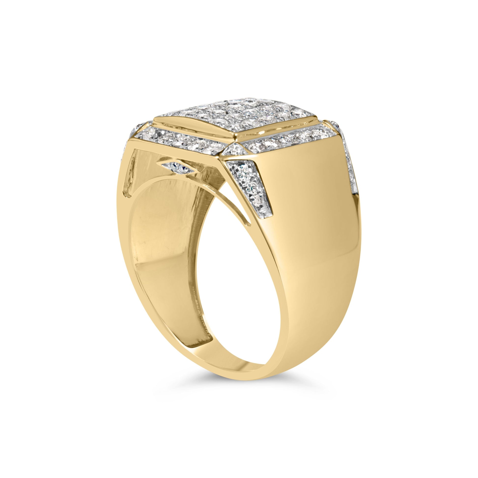 Men's 10K Yellow Gold 2 1/8 Cttw Diamond  Composite Cluster Cocktail Ring Band Bids.com