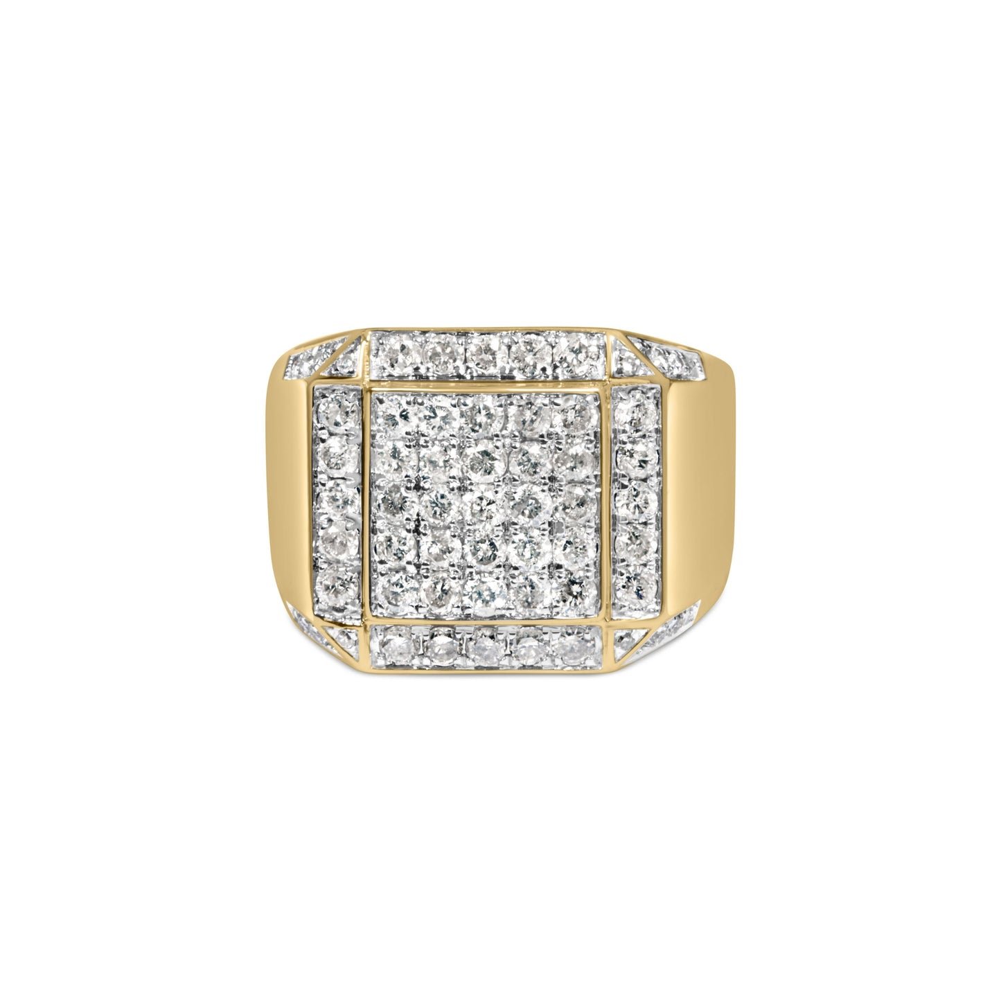 Men's 10K Yellow Gold 2 1/8 Cttw Diamond  Composite Cluster Cocktail Ring Band Bids.com