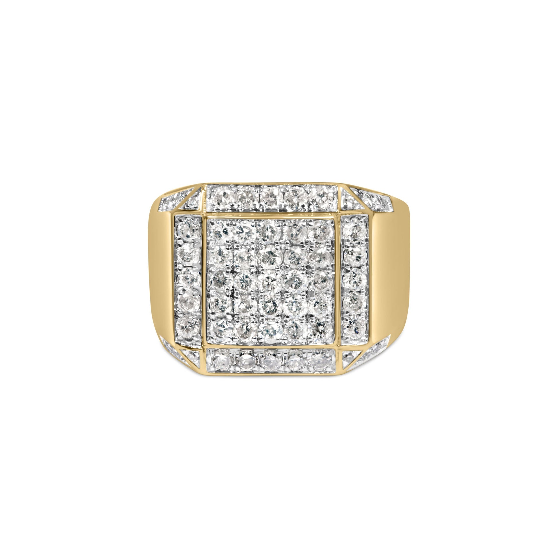 Men's 10K Yellow Gold 2 1/8 Cttw Diamond  Composite Cluster Cocktail Ring Band Bids.com