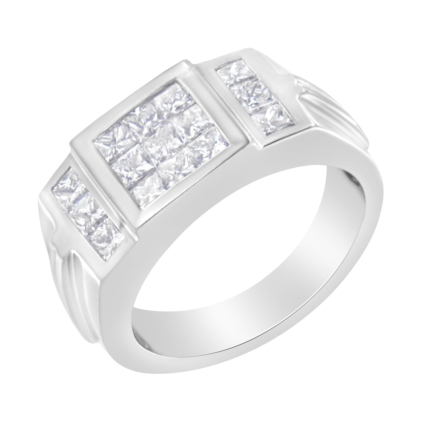 Men's 14K White Gold Diamond Cluster Ring (2 cttw, G-H Color, SI1-SI2 Clarity) Bids.com