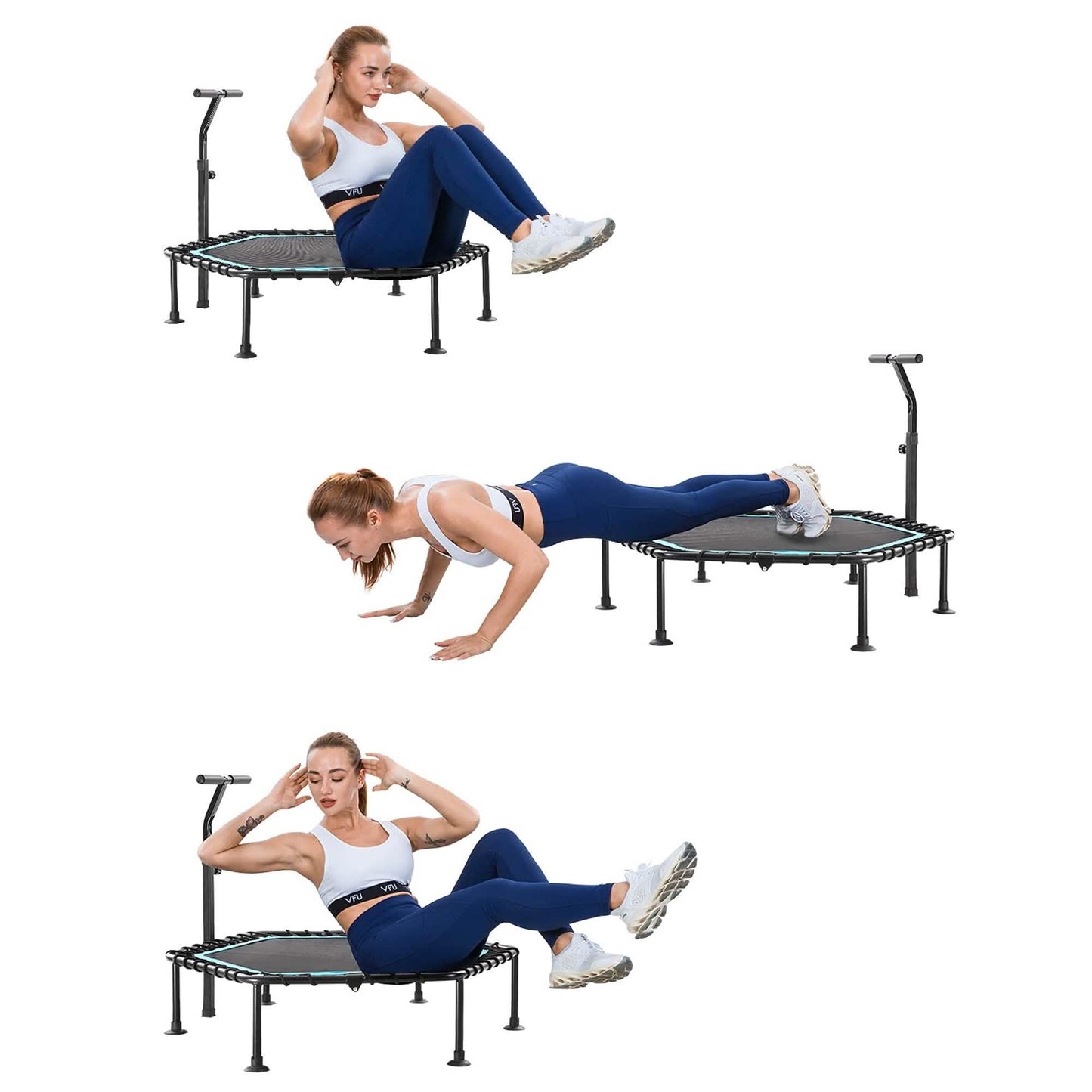 50" Mini Fitness Rebounder Spring-Less Indoor 3-Level Adjustable Foam Handle DailySale