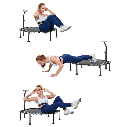50" Mini Fitness Rebounder Spring-Less Indoor 3-Level Adjustable Foam Handle DailySale