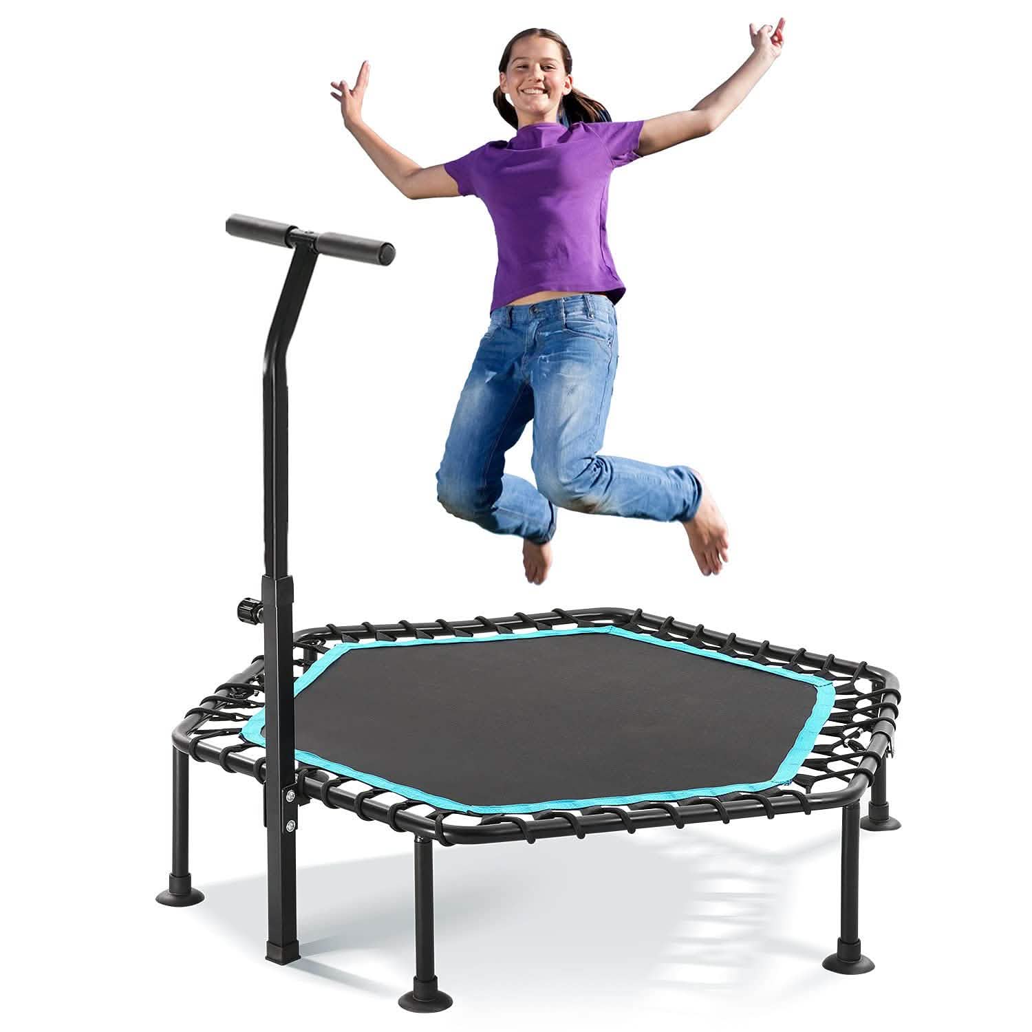 50" Mini Fitness Rebounder Spring-Less Indoor 3-Level Adjustable Foam Handle DailySale