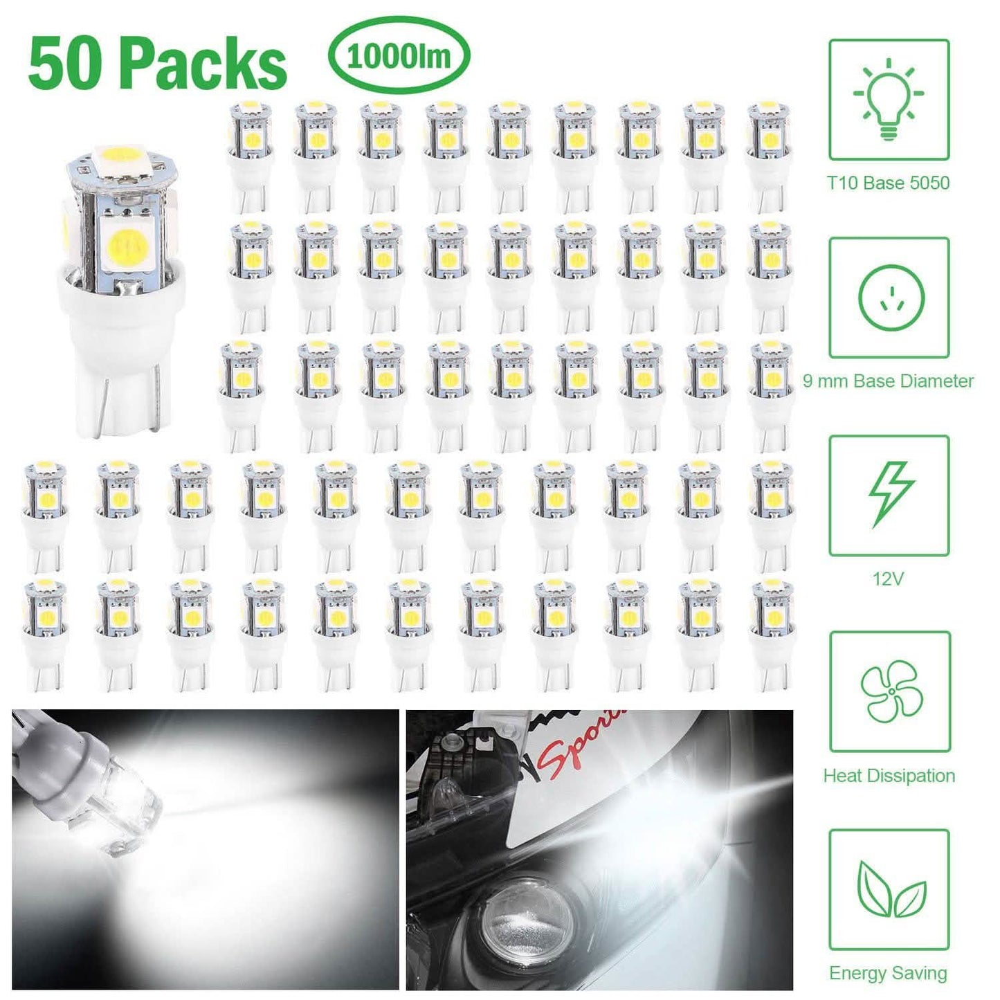 50-Piece: LED Car Light Bulbs DailySale