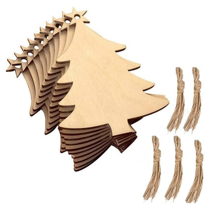 50-Pieces: Wooden Mini Christmas Tree Small Pendant DailySale