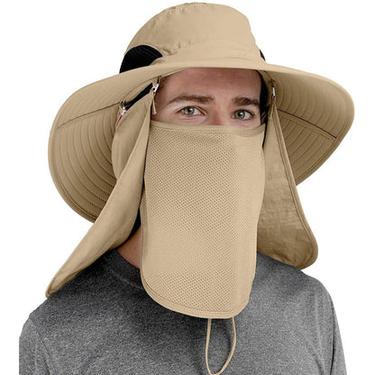 50+ Sun Protection Cap Wide Brim Fishing Hat with Face & Neck Flap DailySale