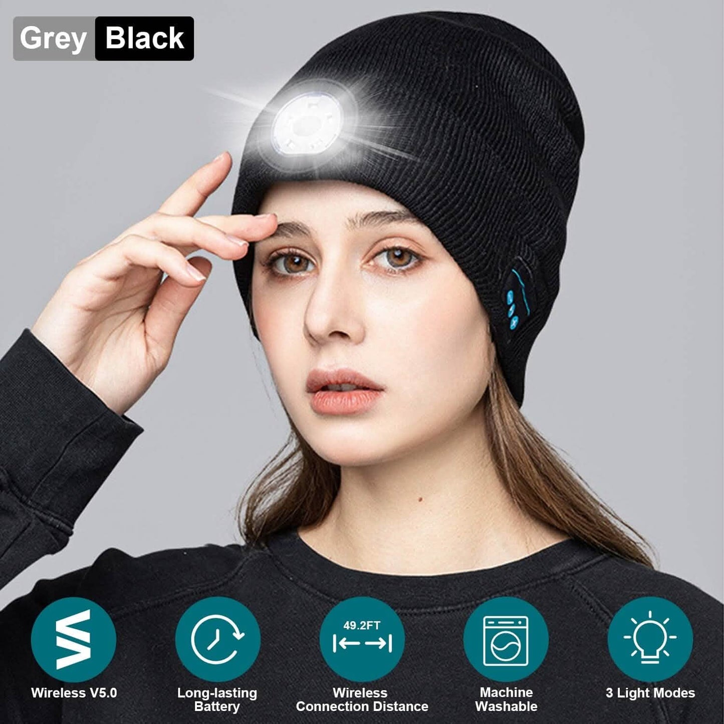 5.0 Wireless Beanie Hat with 3 Lighting Modes DailySale