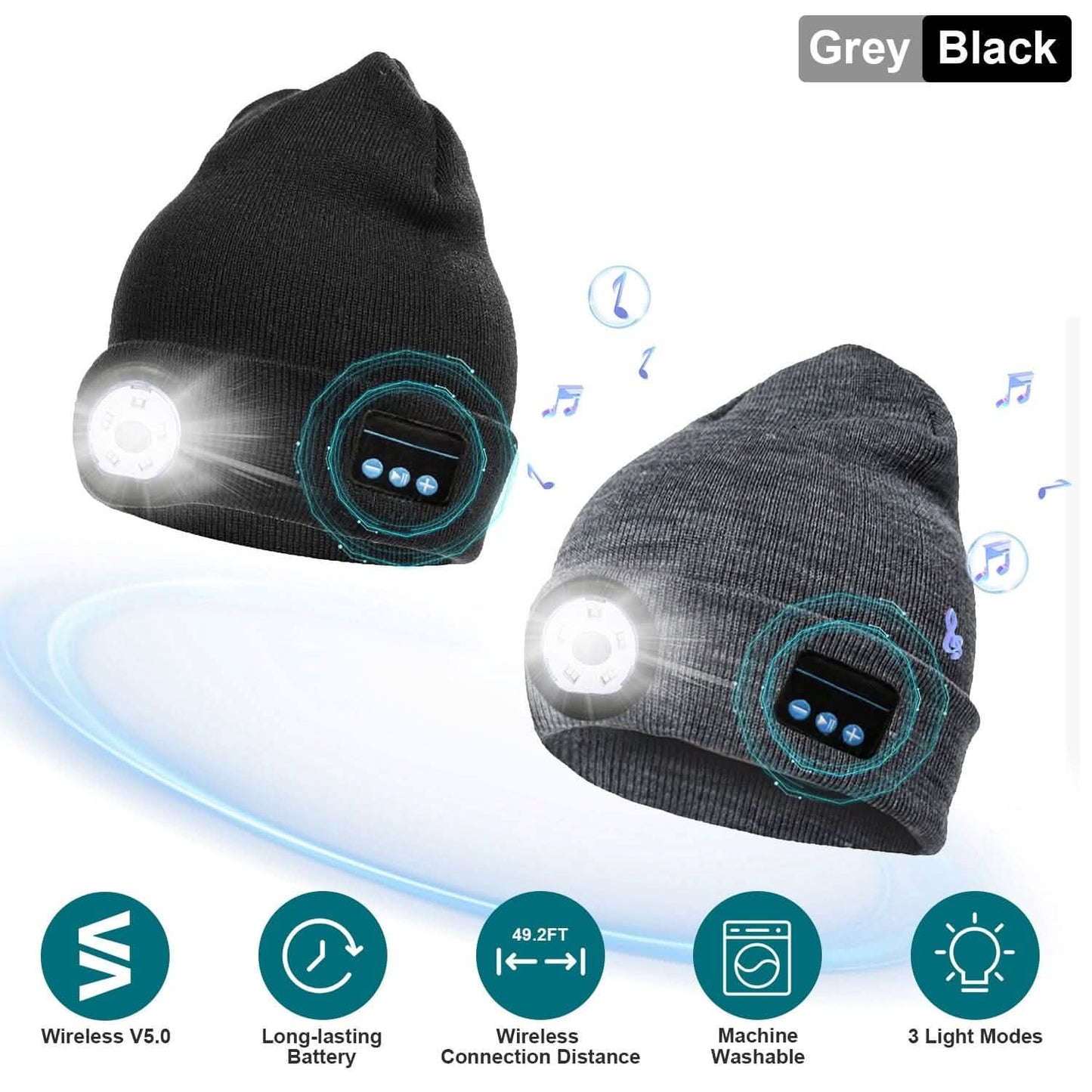 5.0 Wireless Beanie Hat with 3 Lighting Modes DailySale