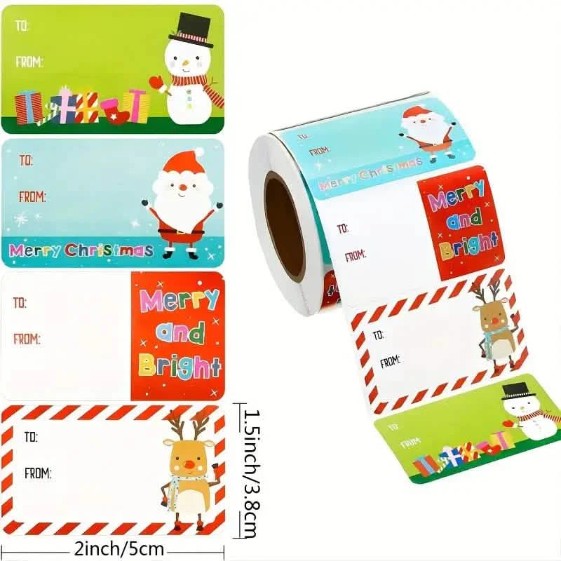 500-Pieces/Roll: Self Adhesive Tags Christmas Tags DailySale