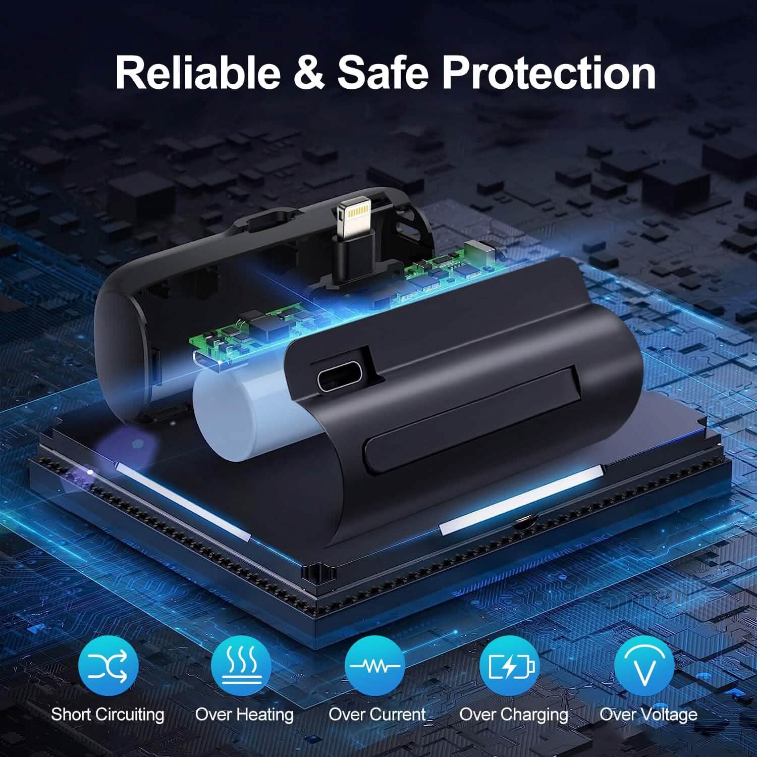 5000mAh Portable Phone Charger Built-in Type C Cable Dual Output DailySale