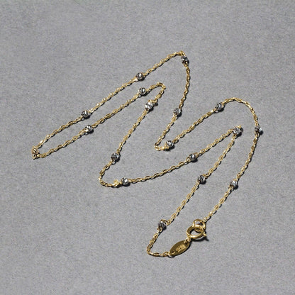 Diamond Cut Bead Links Pendant Chain in 14k Two Tone Gold (3.5mm) Bids.com