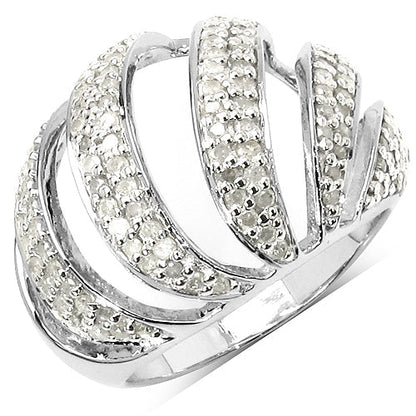 0.98 Carat Genuine White Diamond .925 Sterling Silver Ring Bids.com