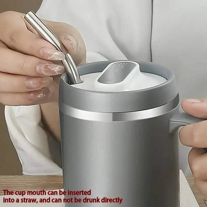 500ml Water Cup with Cover Sealing Silicone Ring Double-layer Leak-proof Drink Water Handle Stainless Coffee Insulated Cup DailySale