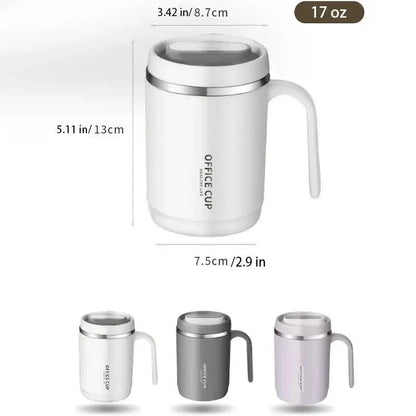 500ml Water Cup with Cover Sealing Silicone Ring Double-layer Leak-proof Drink Water Handle Stainless Coffee Insulated Cup DailySale